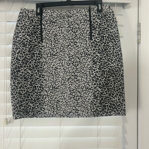 Ann Taylor Black and White Animal Print Pencil Skirt